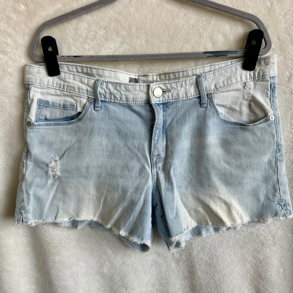 Mossimo Denim Pants - Mossimo Premium Denim‎ Distressed Jean Shorts Size 14 Light Wash Cutoff Summer